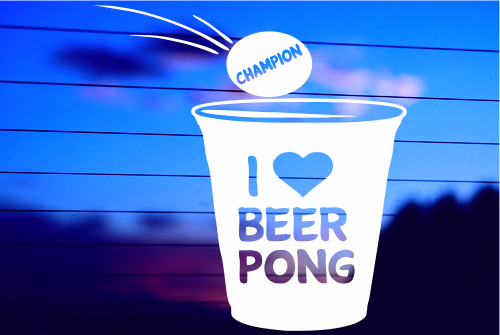 I LOVE BEER PONG CAR DECAL STICKER