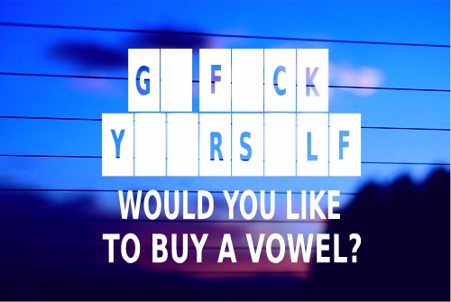 WOULD YOU LIKE TO BUY A VOWEL? CAR DECAL STICKER