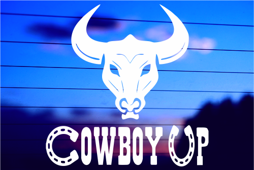 COWBOY UP – BULL RODEO CAR DECAL STICKER