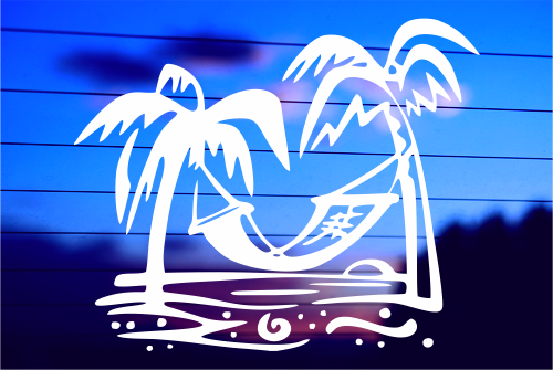 PALM TREES WITH HAMMOCK CAR DECAL STICKER