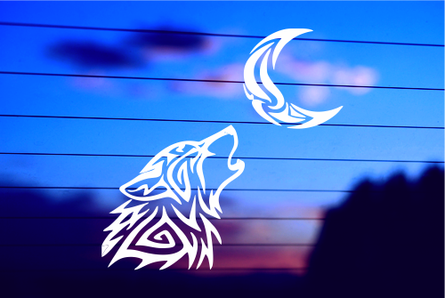 WOLF HOWLING AT THE MOON CAR DECAL STICKER