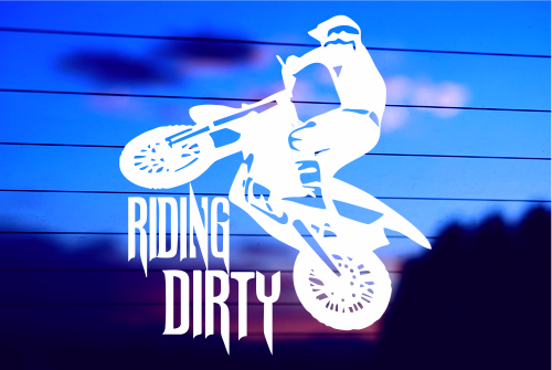 RIDING DIRTY – MOTOCROSS CAR DECAL STICKER