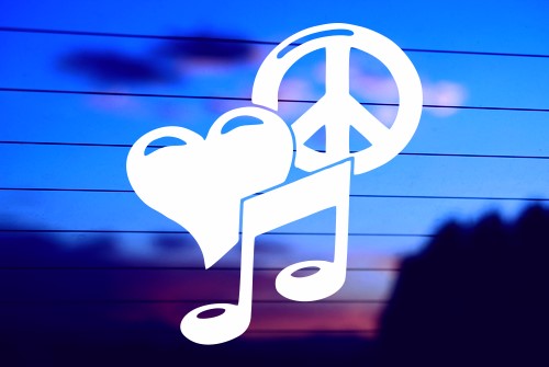 PEACE, LOVE, MUSIC DESIGN CAR DECAL STICKER