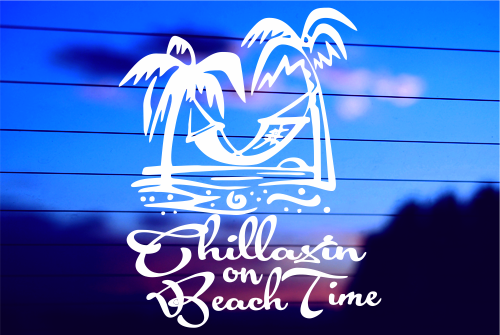 CHILLAXIN ON BEACH TIME CAR DECAL STICKER