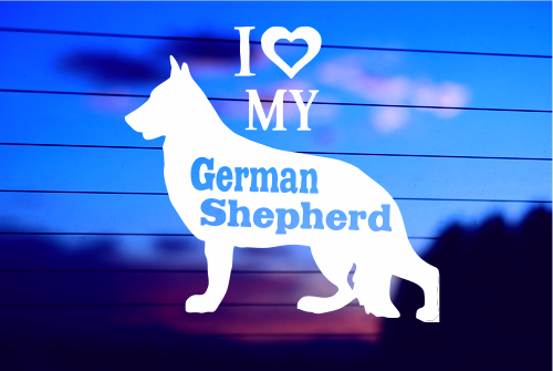 I LOVE MY GERMAN SHEPHERD CAR DECAL STICKER