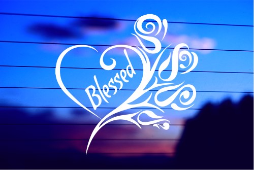 HEART WITH ROSES – BLESSED CAR DECAL STICKER
