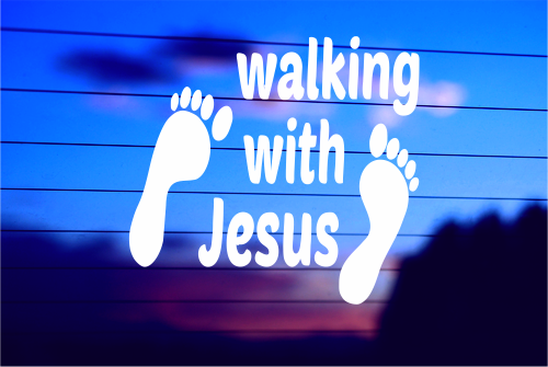 WALKING WITH JESUS CAR DECAL STICKER