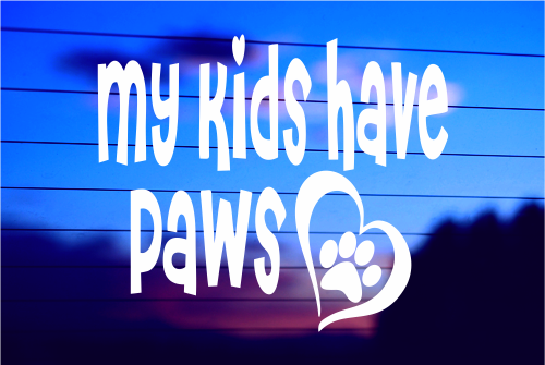 MY KIDS HAVE PAWS CAR DECAL STICKER