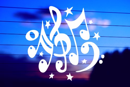 CIRCLE OF MUSIC NOTES CAR DECAL STICKER