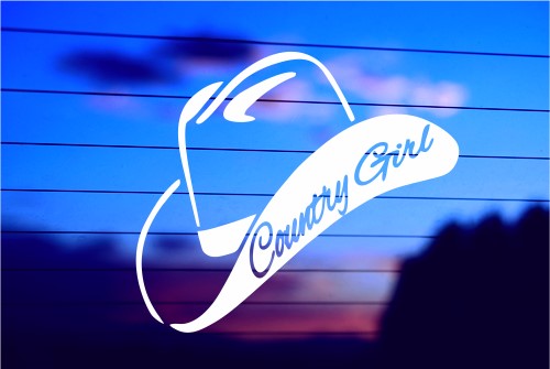 COUNTRY GIRL HAT CAR DECAL STICKER