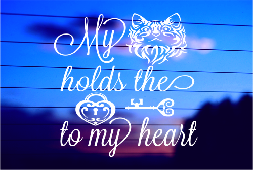 MY CAT HOLDS THE KEY TO MY HEART CAR DECAL STICKER