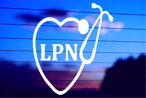 LPN STETHESCOPE HEART NURSE CAR DECAL STICKER