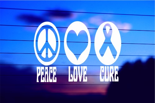 PEACE, LOVE, CURE CAR DECAL STICKER