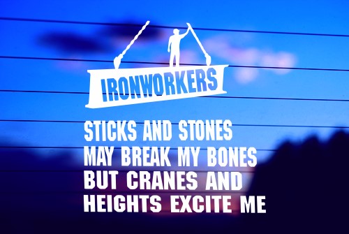 STICKS AND STONES – IRONWORKERS CAR DECAL STICKER