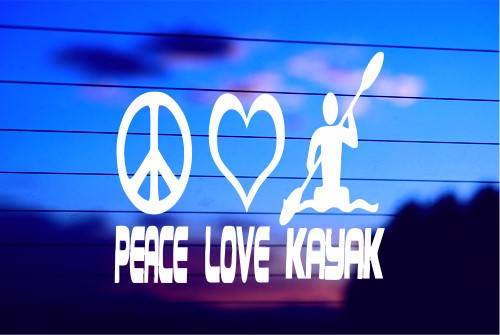 PEACE, LOVE, KAYAK CAR DECAL STICKER