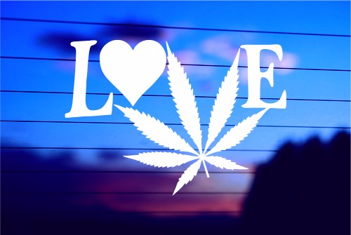 LOVE WEED CAR DECAL STICKER