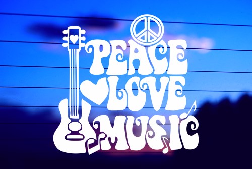 PEACE, LOVE, MUSIC CAR DECAL STICKER