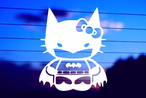 HELLO KITTY BATMAN CAR DECAL STICKER