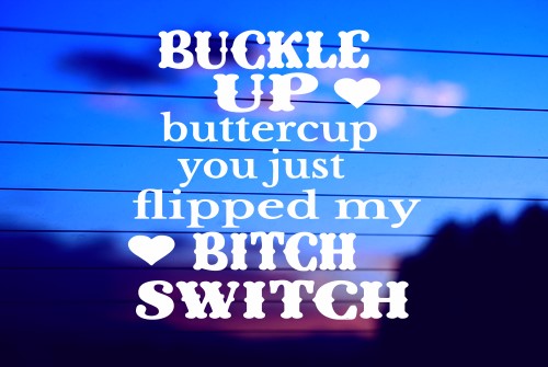 BUCKLE UP BUTTERCUP YOU JUST FLIPPED MY BITCH SWITCH CAR DECAL STICKER
