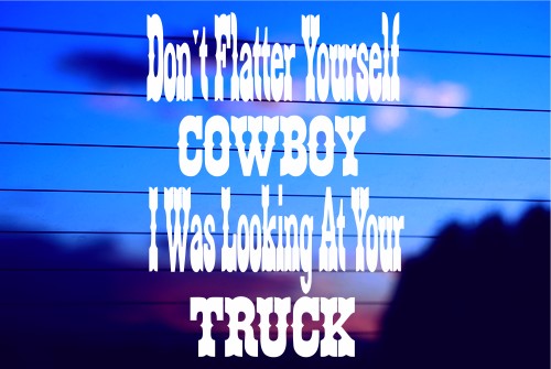 DON’T FLATTER YOURSELF COWBOY, I WAS LOOKING AT YOUR TRUCK CAR DECAL STICKER