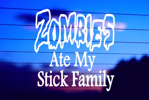 ZOMBIES ATE MY STICK FAMILY CAR DECAL STICKER