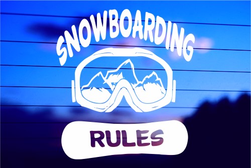 SNOWBOARDING RULES CAR DECAL STICKER