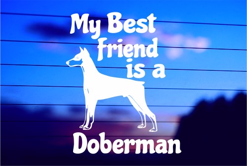 MY BEST FRIEND IS A DOBERMAN CAR DECAL STICKER