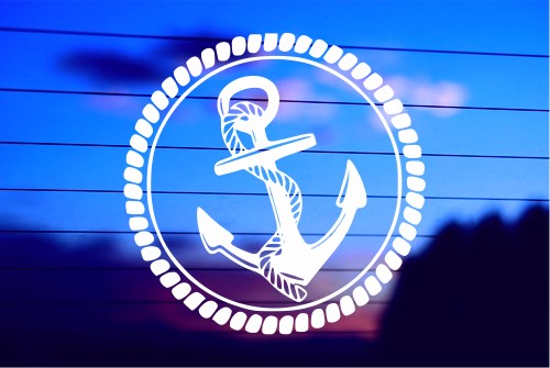 ANCHOR IN ROPE CIRCLE CAR DECAL STICKER
