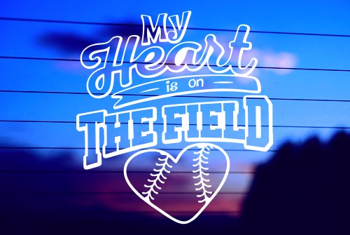 MY HEART IS ON THE FIELD 4 – BASEBALL CAR DECAL STICKER