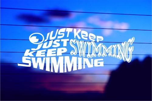 JUST KEEP SWIMMING CAR DECAL STICKER