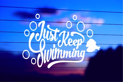 JUST KEEP SWIMMING 3 CAR DECAL STICKER