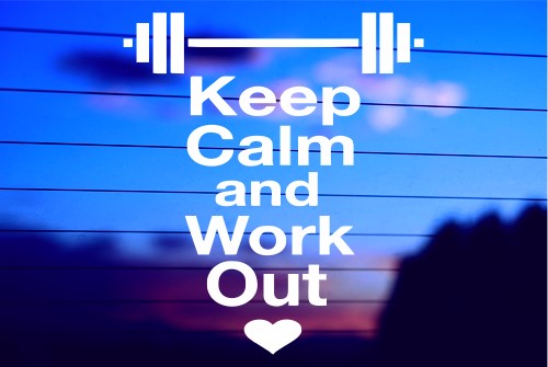 KEEP CALM AND WORK OUT CAR DECAL STICKER