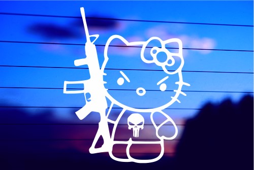HELLO KITTY ARMED AND DANGEROUS CAR DECAL STICKER