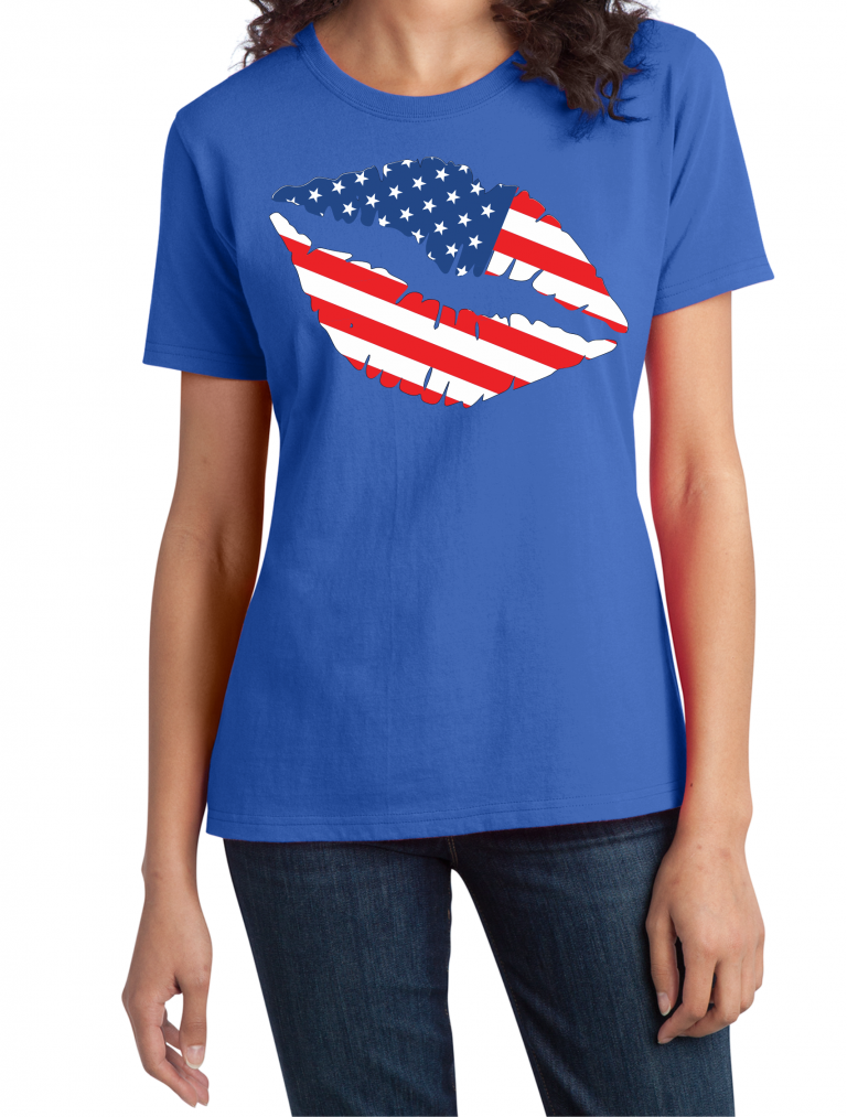 American Flag Lips Ladies T-Shirt