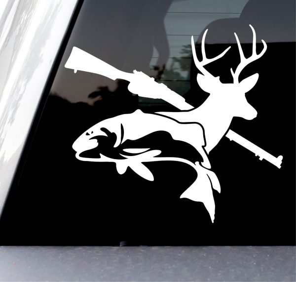Fish Deer Gun High Quality Vinyl Car Decal Sticker