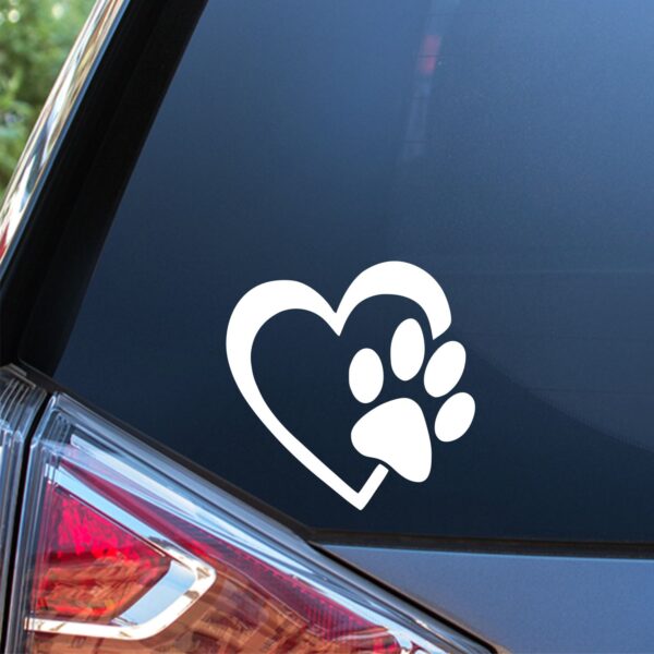 Heart With Dog Paw High Quality Vinyl Car Decal Sticker