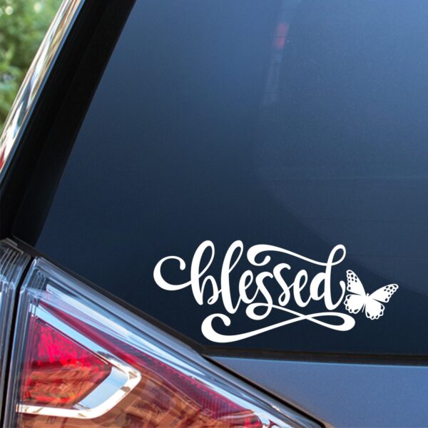 Blessed with Butterfly Die Cut Vinyl Decal/ Bumper Sticker For Windows, Cars, Trucks, Laptops, Etc.